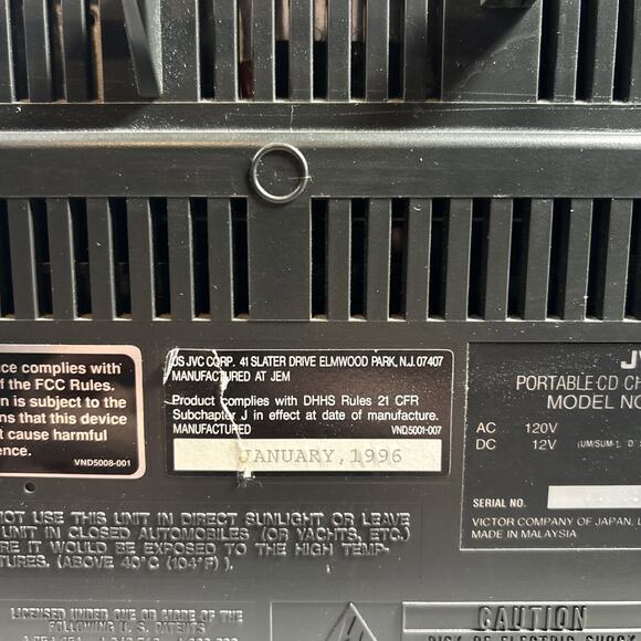 JVC RC-XC1 Boomboox Portable Radio 3 Disc CD Cassette W/Remote AM FM See Notes - Picture 9 of 11